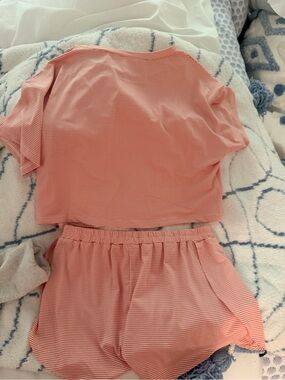 Target Coral and White Striped Women’s Short Pajama Set
